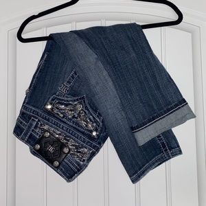 Size 26 Dark Acid Wash Miss Me Capris